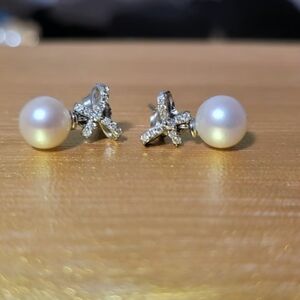 Pearl diamond earrings